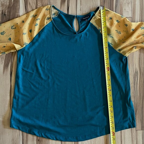 ModCloth Moxie Mastery Desert Cactus Sheer Sleeve Raglan Tee, Sz XL - Picture 8 of 8